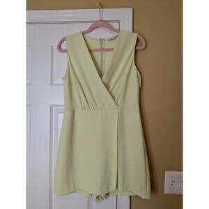 Amanda Uprichard Isler Romper Lime Green Wrap Front Sleeveless Dress Size Large